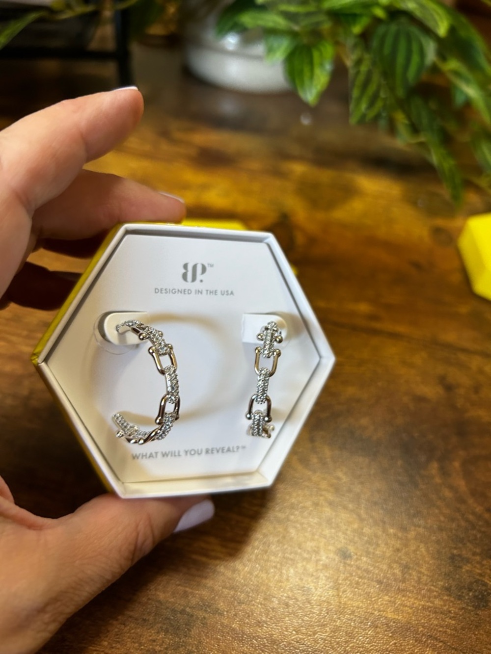 Bomb Party “A Chain Reaction” Rhodium Hoop Earrings- Great to pair with Outlaw - Picture 2 of 3